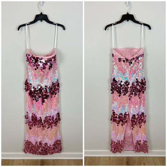 MAJORELLE Yasmina Gown in Iridescent Pink Multi Size M - Picture 2 of 10